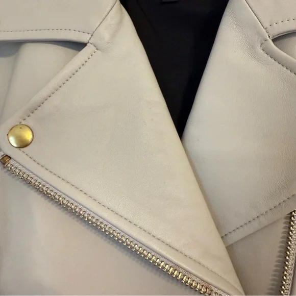 MACKAGE Women’s XXL Baya Jacket in White Lamb Leather Biker Moto CP25 - Picture 4 of 15